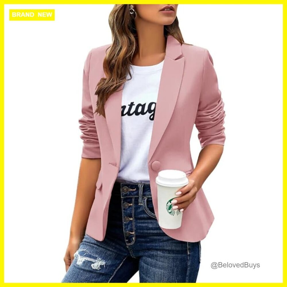 Slim Fit Blazer Jacket Long Sleeve Lapel Button Office Work Casual